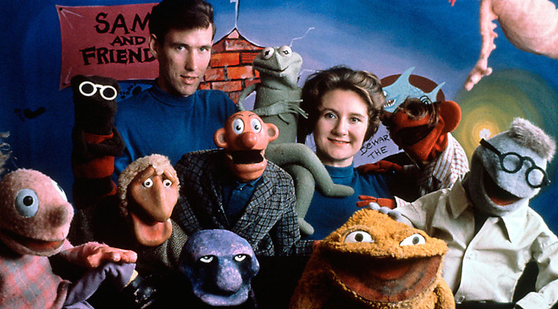 Джим Хенсон с супругой Джейн и первыми кукольными маппетами